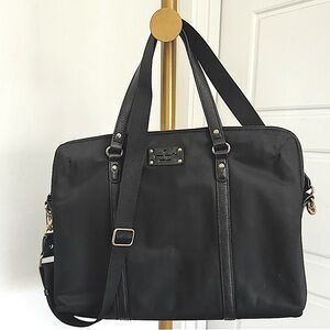 Women's Minimalist Laptop Computer Bag in Black‎ w Adjustable Strap